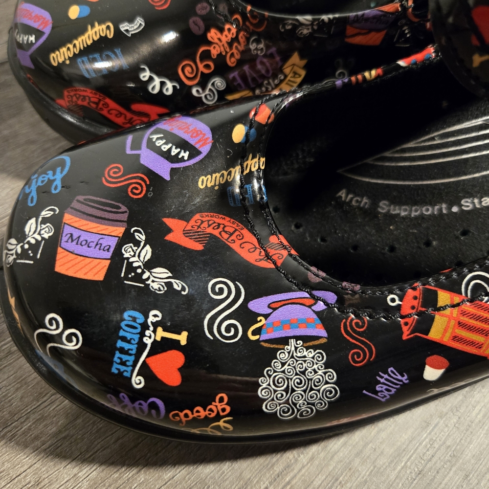 Coffee Pattern Work Shoes Non Slip - Picture 3 of 7
